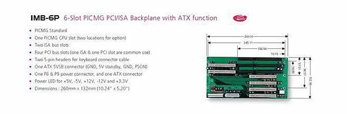 stable 6-Slot PICMG PCI/ISA backplane with ATX funcition