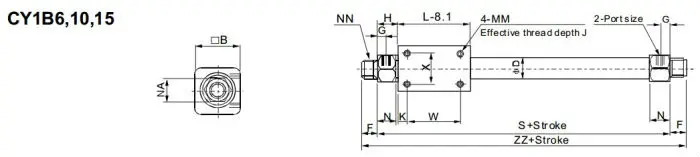 Double Action Pneumatic Cylinder CY1B
