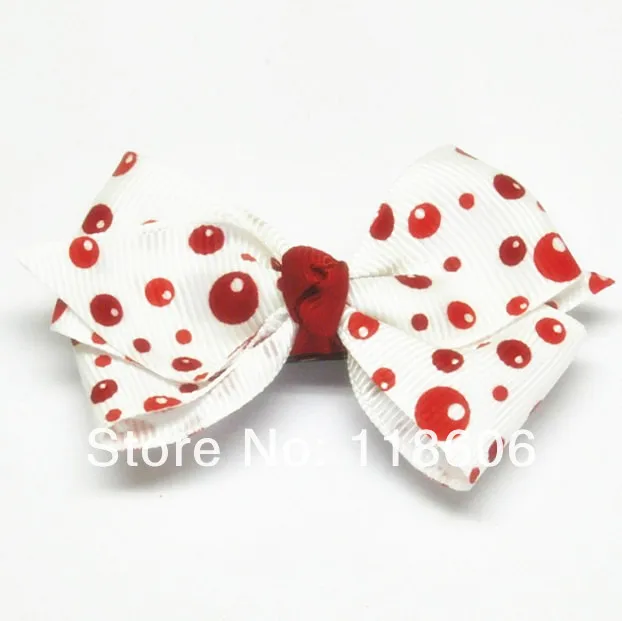 New Design Hot Pink Bubbles Printing Kid's Hair Bows .jpg
