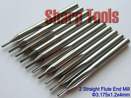 Free Ship 10pc 3.175x1.2x4mm- 2 Flute Straight Cutter, HIGH-Speed CNC Router Tool Bit, Milling Cutter Wood Cutter for MDF, Acryl