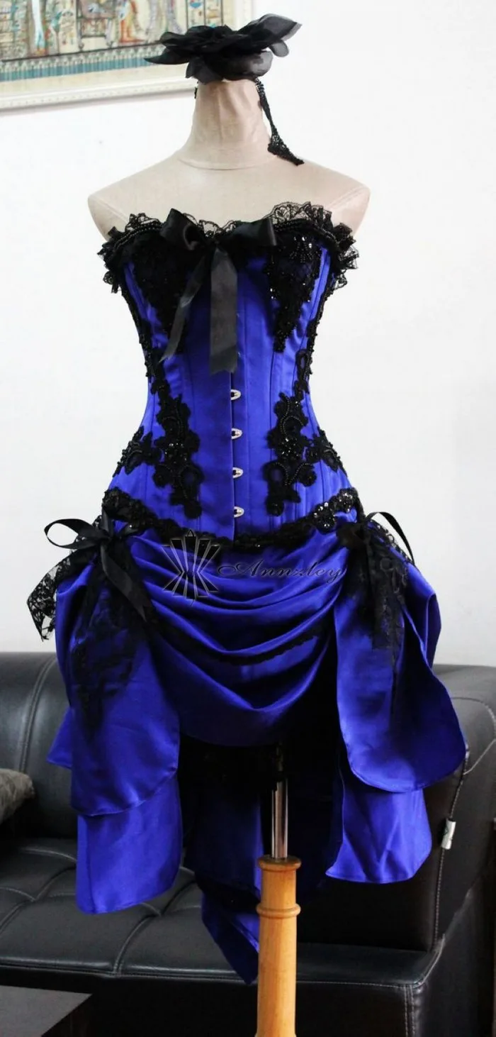 Sexy Womens  Purple Corset Dress Burlesque Costumes Corset Tops  Gothic Skrit Outfit (1).jpg