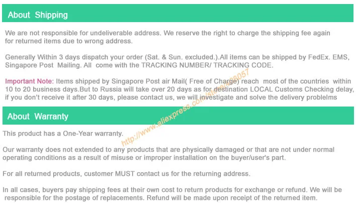 About shipping & Warranty eric