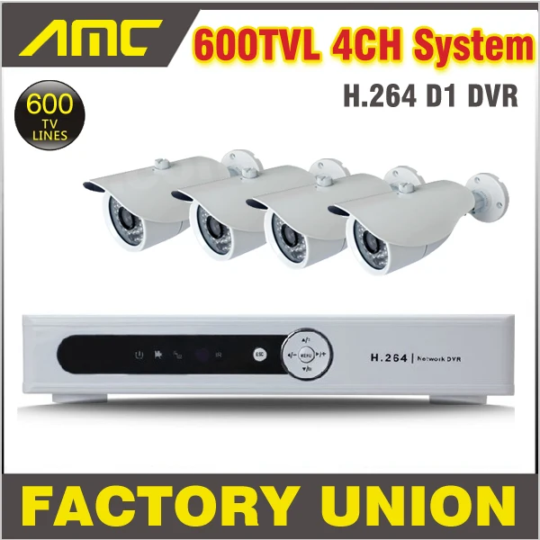 DHL dvr 4 channel with camera 600TVL D1 CCTV video...
