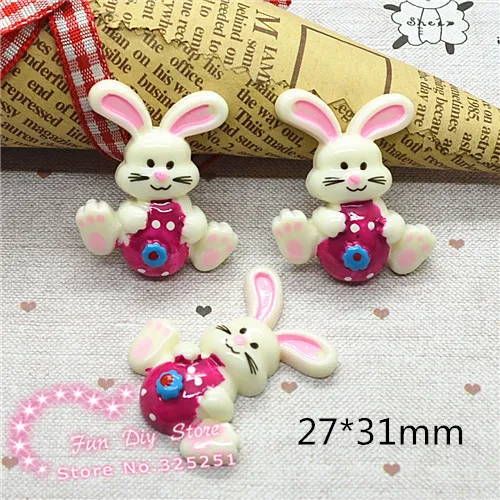 kawaii Resin Easter Day Bunny Rabbit with rose Egg...