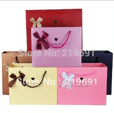 Paper Shopping Bag Custom Logo with ribbon butterf...
