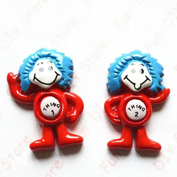 cartoon cute Thing 1 thing 2 cool boy Resin Caboch...