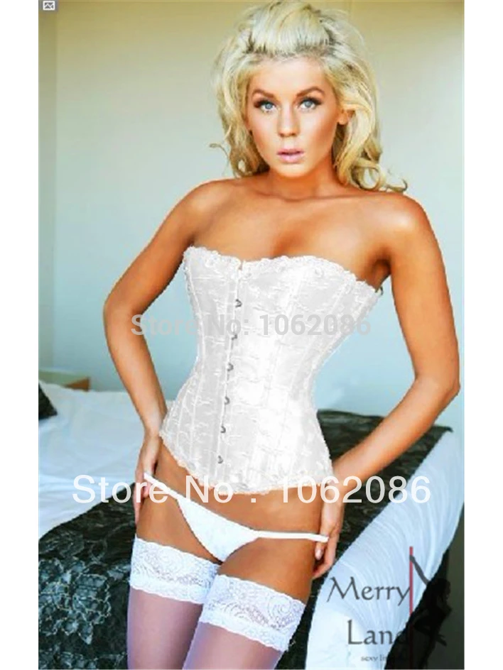 Steel Satin White Ivory Bridal Embroidered Corset ...