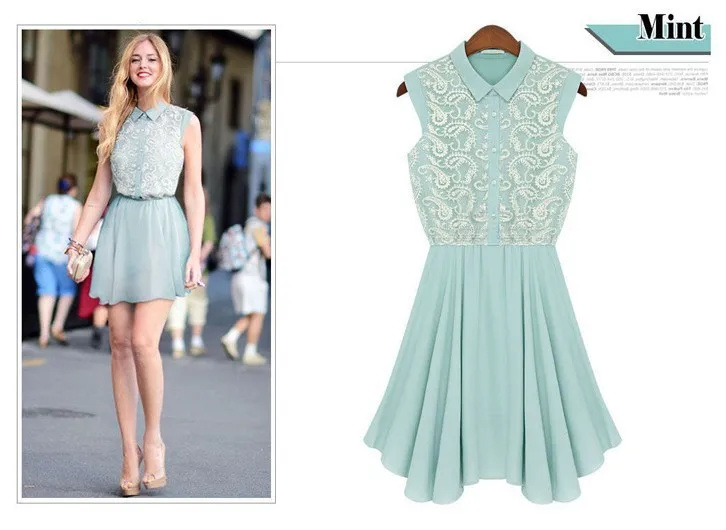 2014 Sale New Natural Knee-length A-line Tank Summer Trend Lapel...