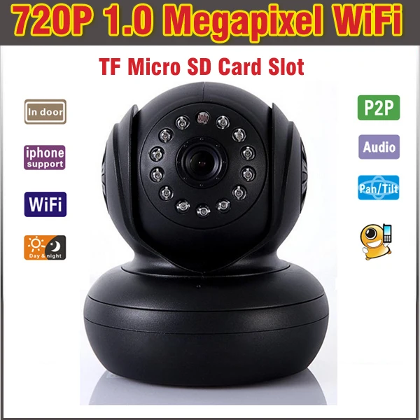 720P Megapixel TF SD Card IR Cut Indoor White Secu...