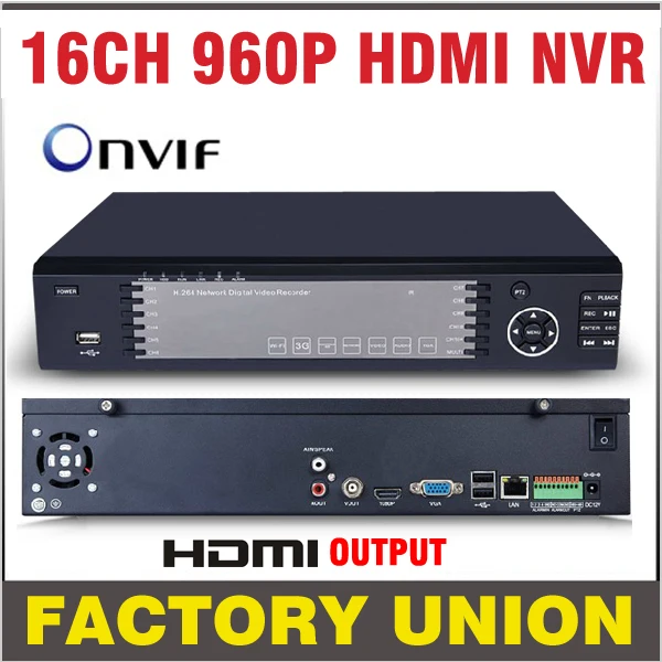 960P HDMI Output  NVR 16CH two SATA ONVIF H.264 CC...