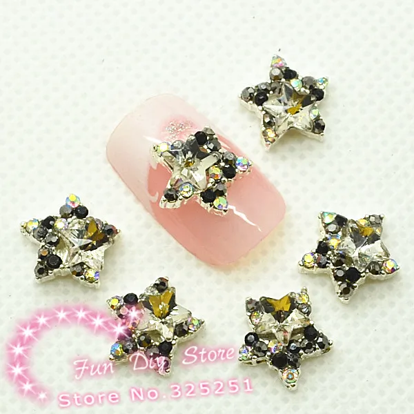 Fashion 3D Alloy multicolor star nail art decorati...