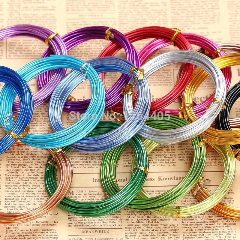 (mixed min order 2 pieces) 5m/roll 2mm Diameter colored aluminum wire