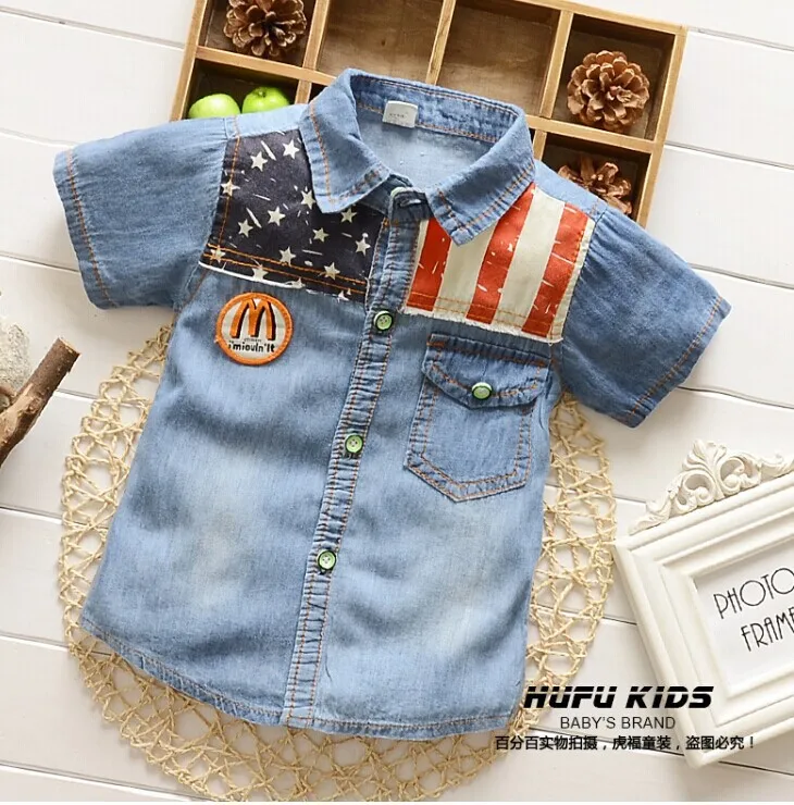 Women's casual cotton short-sleeved shirt children...