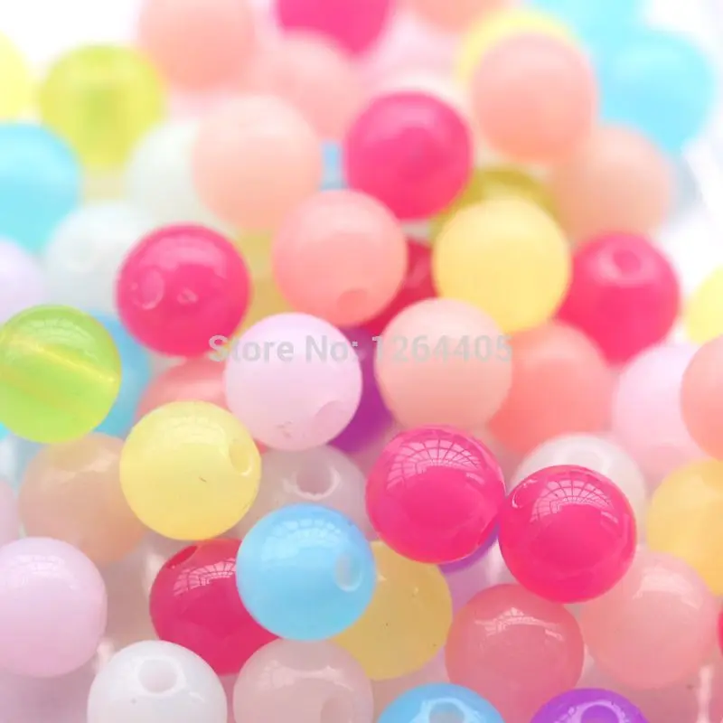 DIY handmade accessories mixed color  300piece/lot  6/8/10/12mm jelly spacer beads round-brilliant-shape acrylic beads