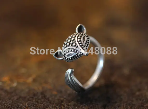 Adjustable Retro Fox Ring Women's Girl's Antique S...