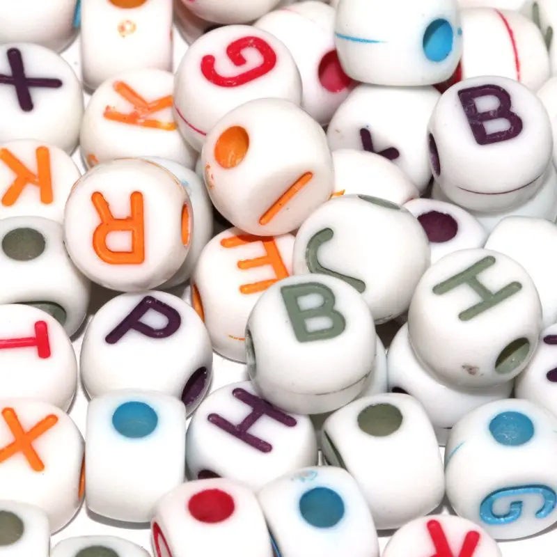 DIY handmade accessories mixed color drum English alphabet  Acrylic Loose beads