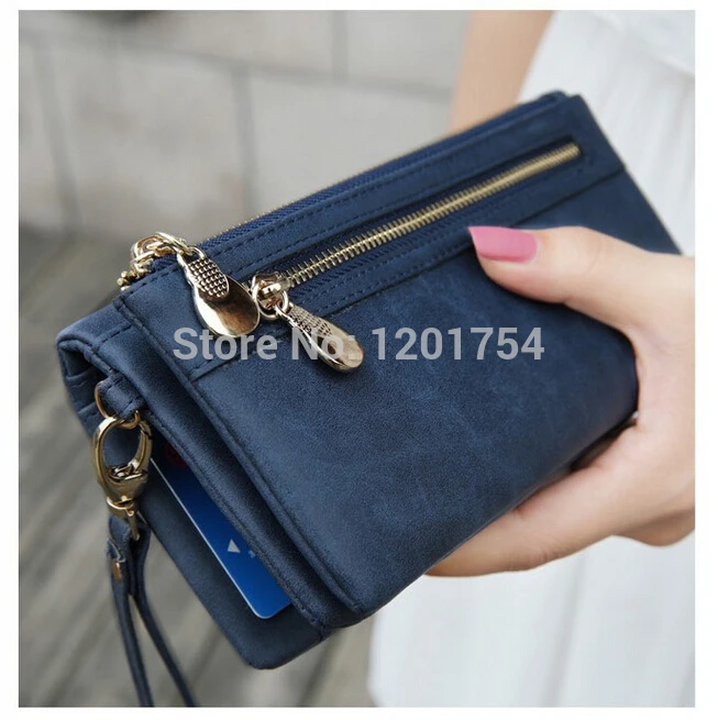 Fashion Women Wallets Dull Polish Leather Wallet D...