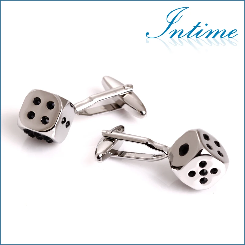 Dice cufflinks with black stone