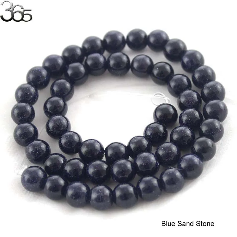 Free Shipping 1 Strand  36cm Long Blue Sand Round ...