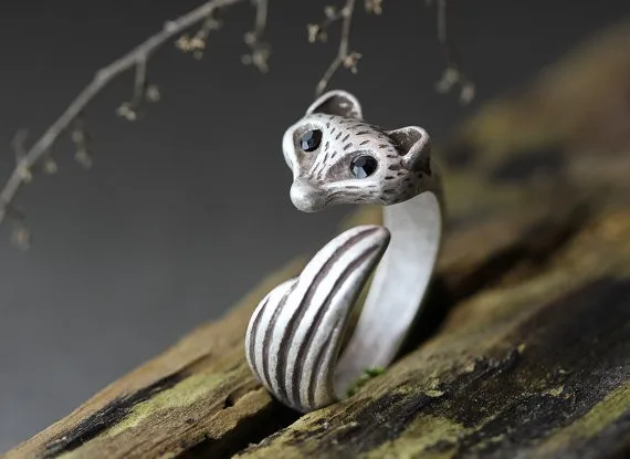 Newest Listing Retro Burnished Fox Ring Animal siz...