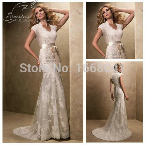 2015 Mermaid White Ivory Champange Wedding Dresses...