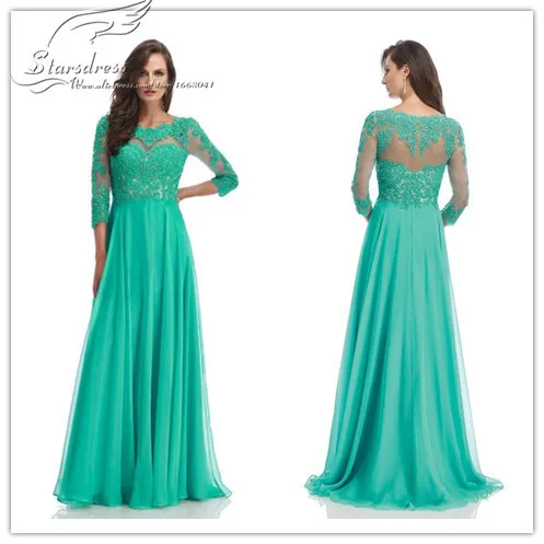 2015-Real Elegant A-Line Scoop Long-Green-Mother-o...