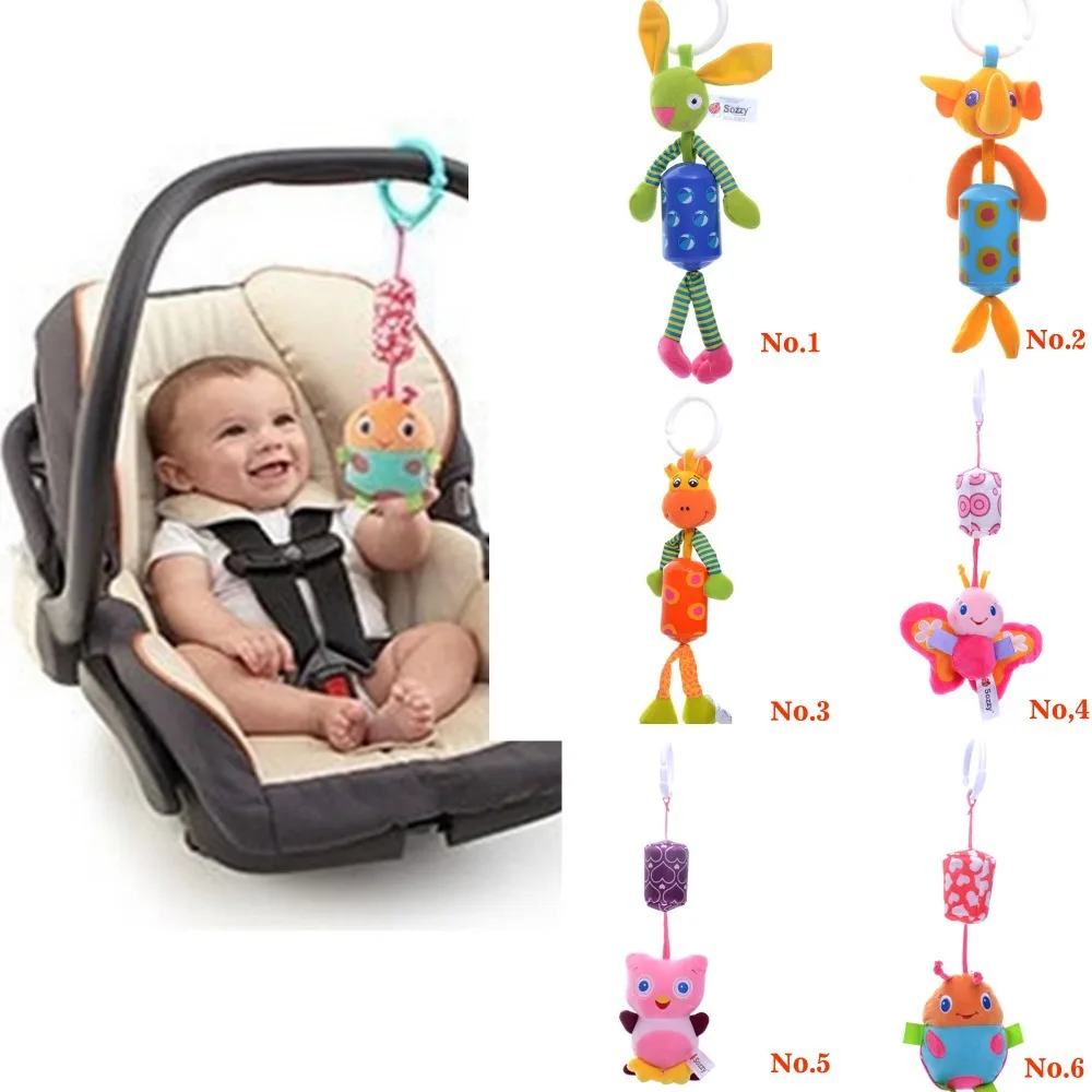 Sozzy Wind Bell Plush Animal Butterfly Baby Toddler Wind Chimes Infant Developmental Training trolley Hanging Toys Dolls 10'' 