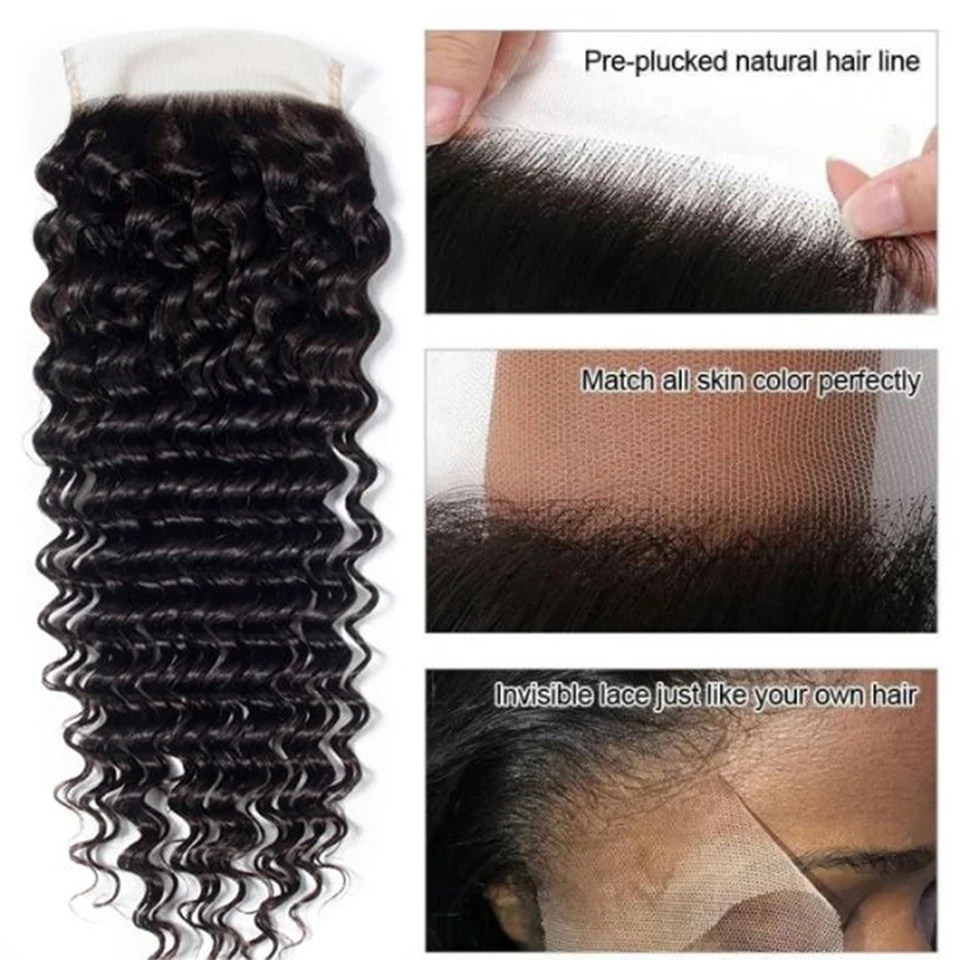 Human Hair Lace Closure 4x4 Swiss Top Lace Closure Kinky Curly Wave 100% Unprocessed Human Hair human hair lace closure