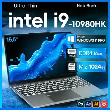 Portátil con Windows 11, Intel Core i9-10980HK, Pantalla de 15.6 Pulgadas, 16GB de RAM, 1TB SSD, Laptops para Oficina, Desbloqueo por Huella Dactilar