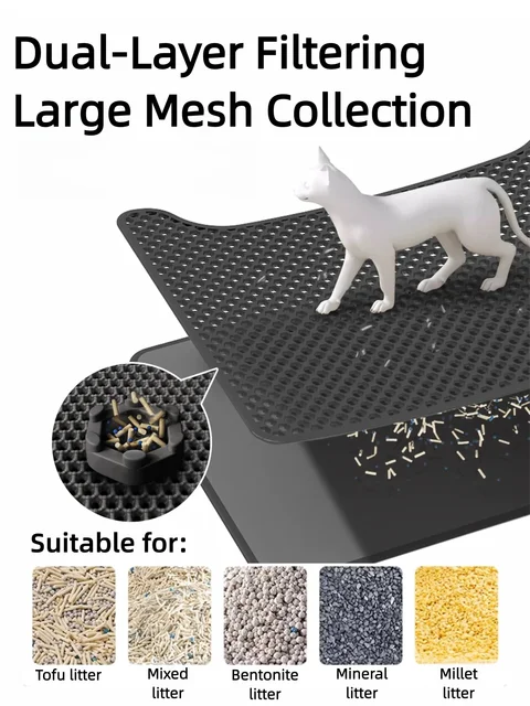 Double Layer Cat Litter Mat – Waterproof Anti-Tracking Litter Trapping Mat, Easy Clean, Non-Slip, for Indoor Cats 2