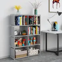 5-Tier Closet Storage Organizer with Fabric Cloth Back, Double Row Modular Cubes Bookshelf, Ideal for Living Room, Study Room 2