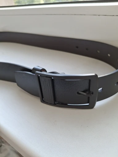 MIDNIGHT SOVEREIGN™ – Black Buckle Genuine Leather Belt photo review
