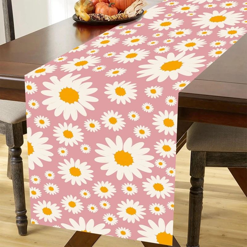 Daisy Table Runner Happy One Birthday Party Decorations Kids Favors Gifts Kitchen Dining Table Covers Girls Baby Shower Supplies 4