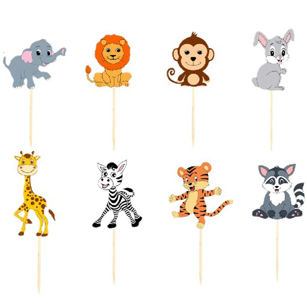 16pcs Jungle Party Birthday Cupcake Toppers Lion Giraffe Elephant Rabbit  Cat Monkey Decorate Safari Animals Baby Shower Supplies - Cake Decorating  Supplies - AliExpress