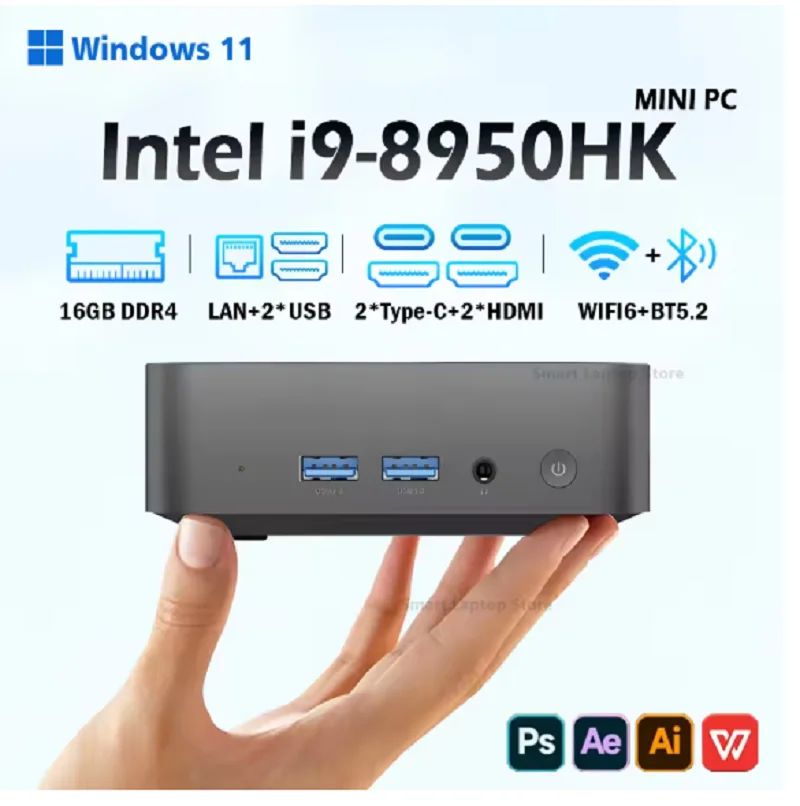 MINI BİLGİSAYAR Windows 11 Intel Core i9 8950HK 16GB LPDDR4 2TB Intel N5095A Mini Bilgisayar Çift WIFI 6 Mini Oyun Ofis Bilgisayarı Masaüstü