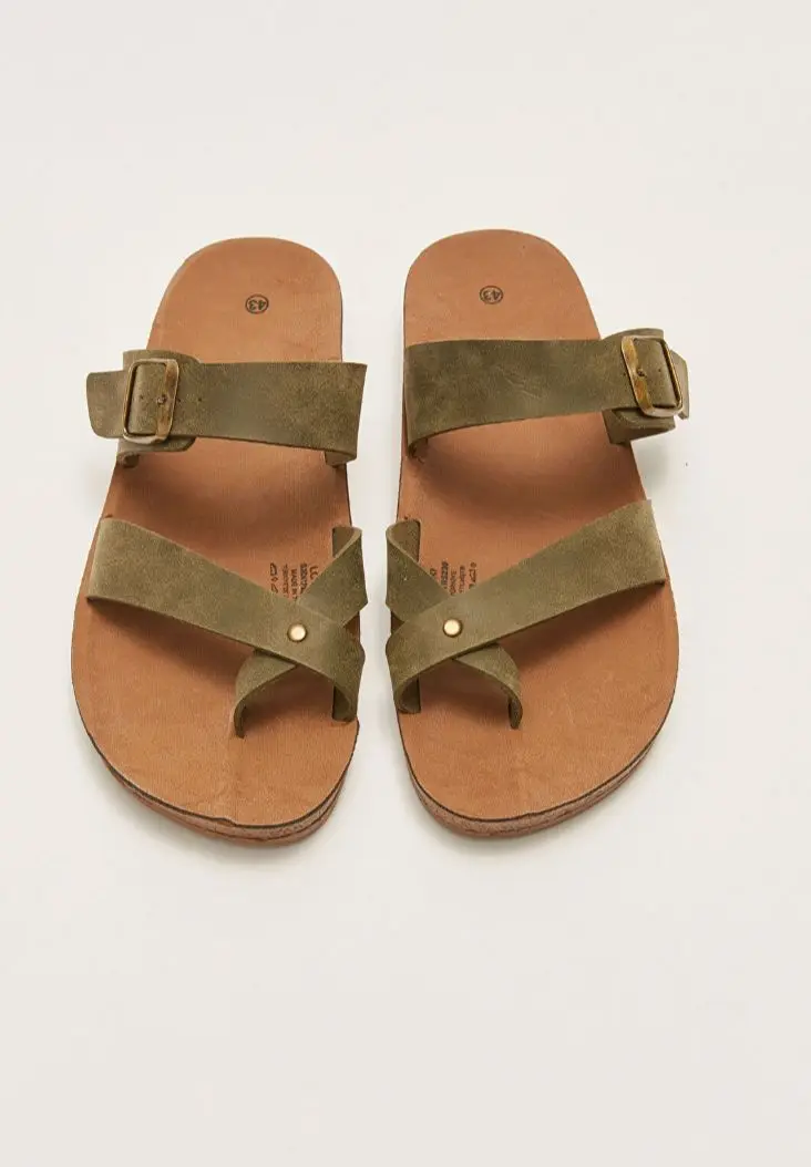 

FINGER BREAK BUCKLE DETAILED MALE SLIPPERS