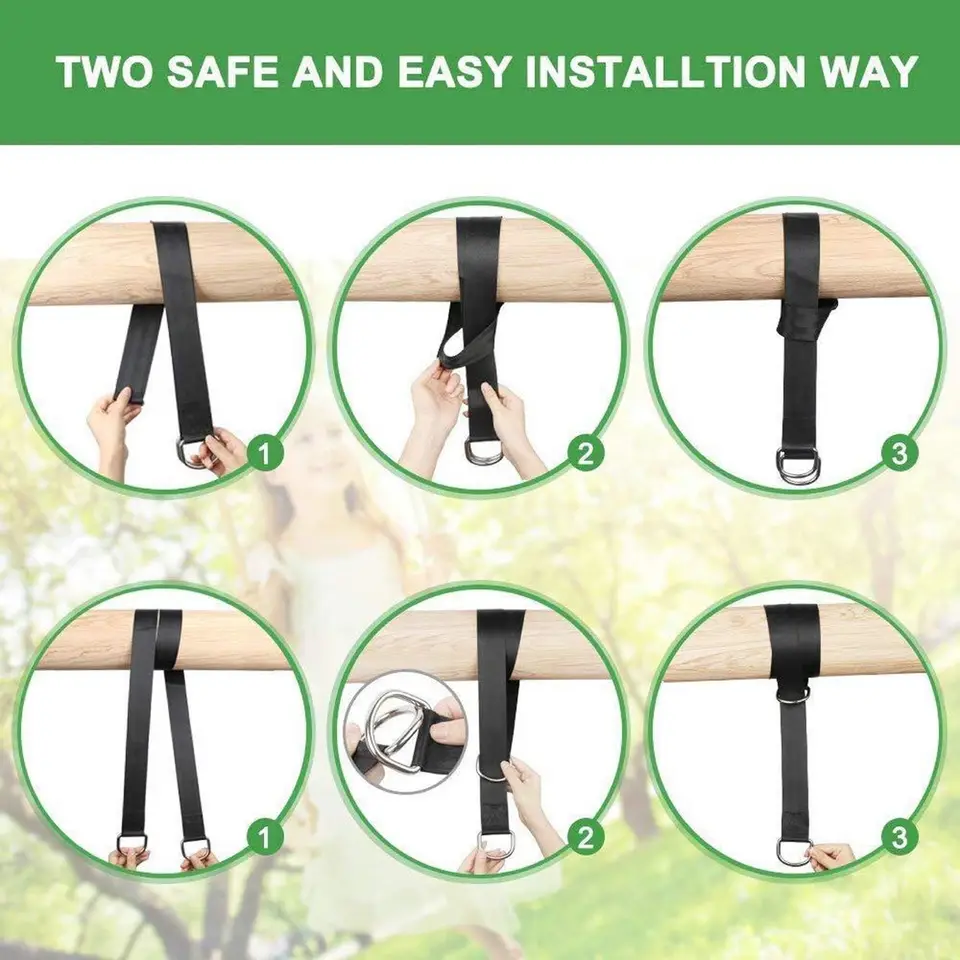 Cinghie Per Altalena E Amaca Con Moschettone | Kit Sospensione Regolabile Per Albero - Fino A 454kg - Foto 9