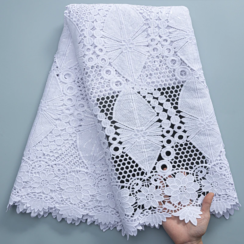 5White Sequins Lace
