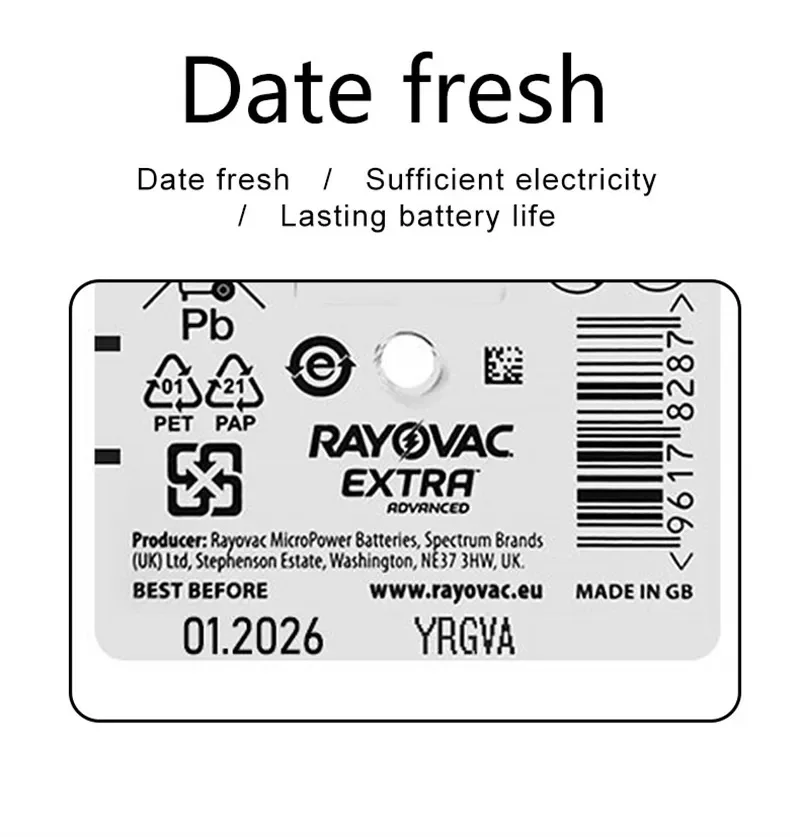 Batería adicional Rayovac para audífono Digital, 60 piezas, tamaño 10, 10A, PR70, de Zinc, de alto rendimiento