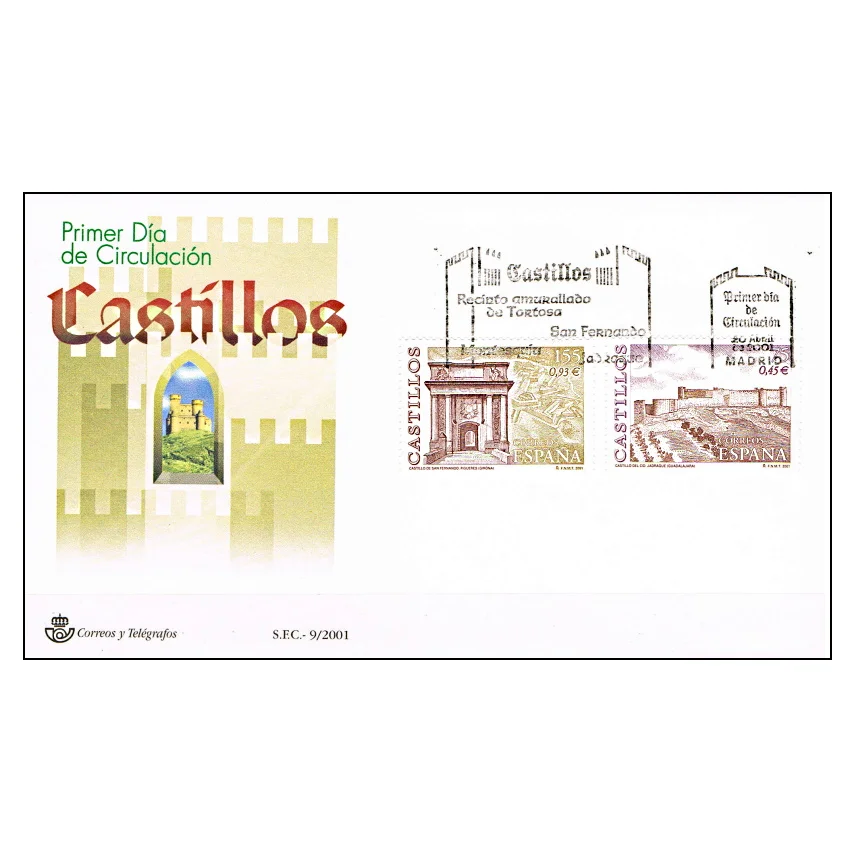 C1691/Spagna 2001, Castelli Fdc (N) - Edifil Fdc3786-3787
