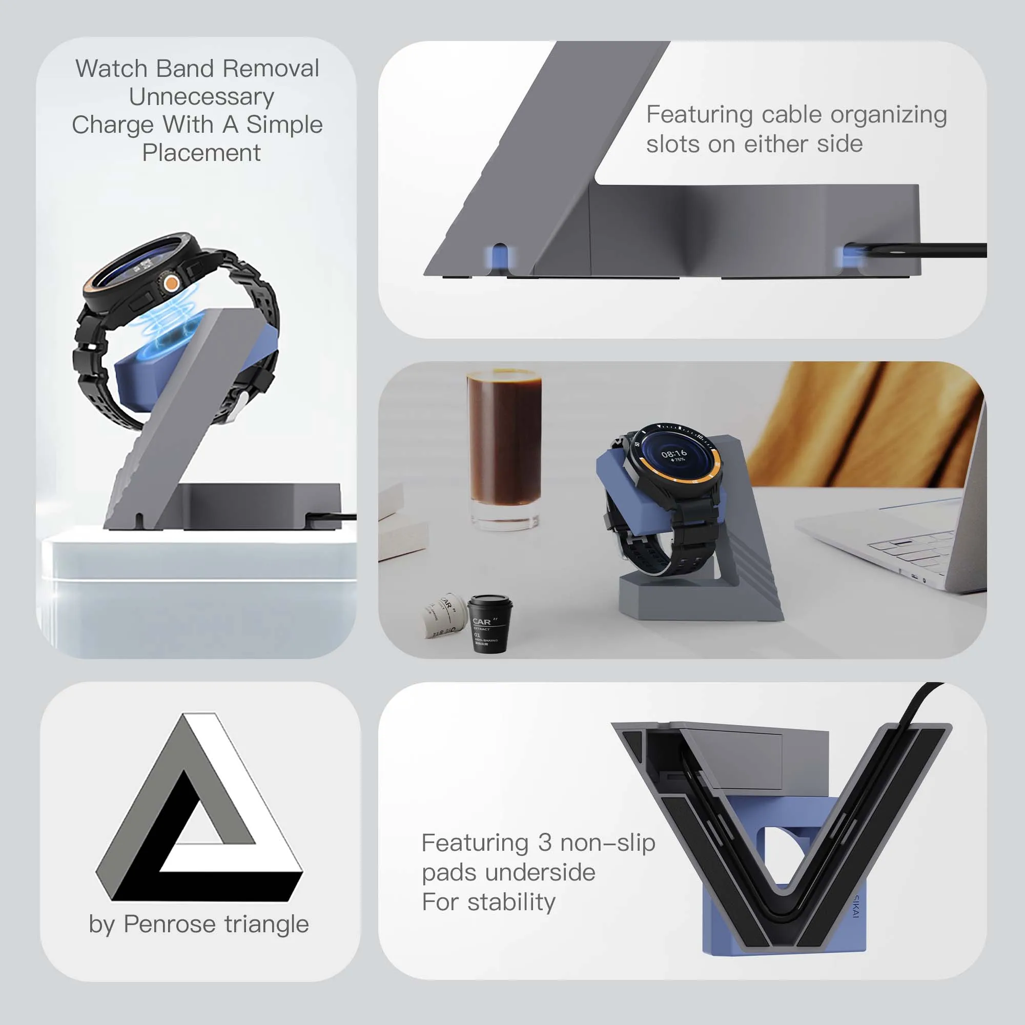 Geometric PC Smart Watch Stand and Charger Adapter