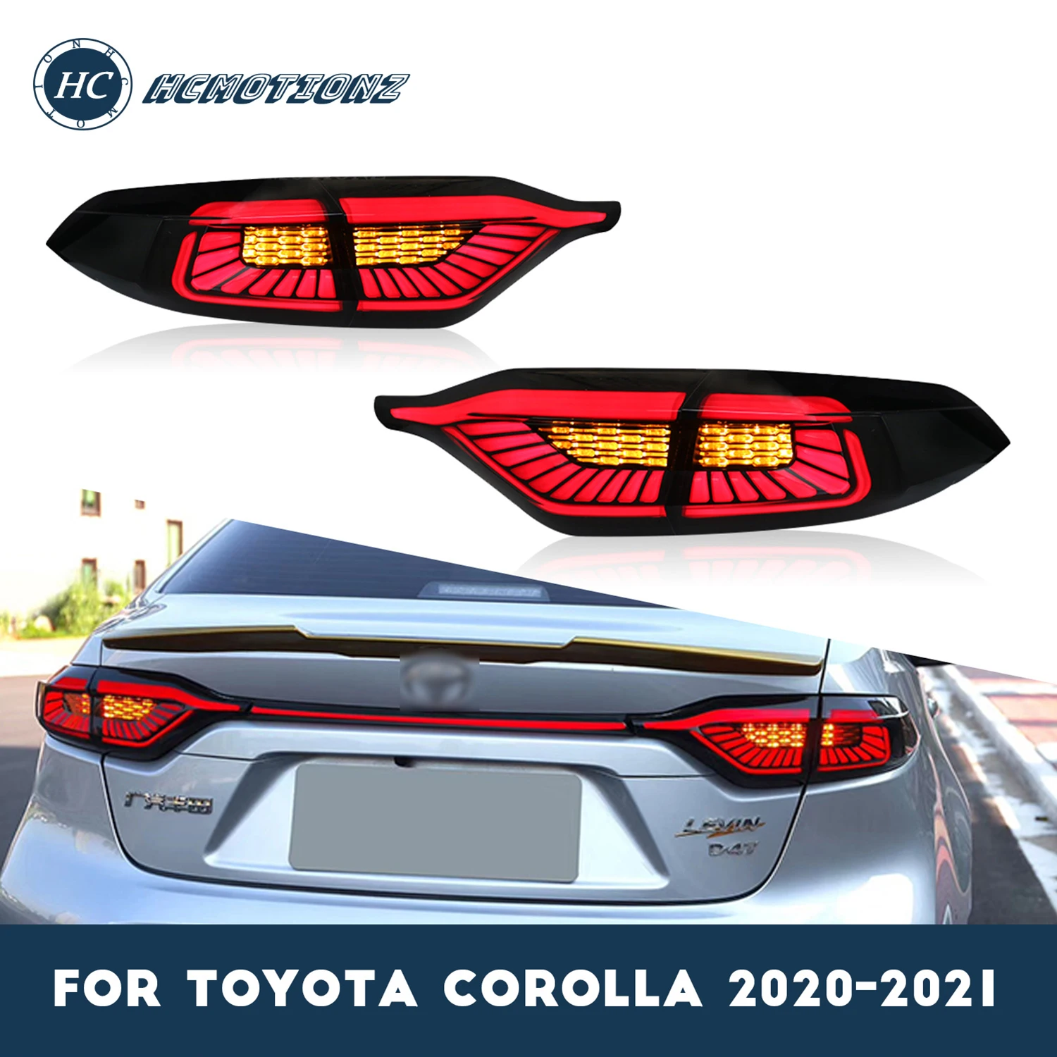 

HCMOTIONZ LED Tail Lights Assembly for American Version of Toyota Corolla 2020 2021 DRL Car Styling Rear Back Lamps Accessories