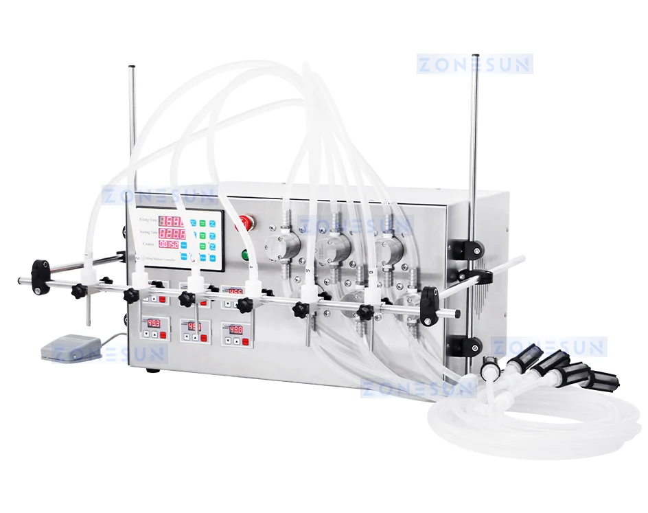 ZONESUN ZS-YTMP6S Semi Automatic 6 Nozzles Magnetic Pump Liquid Filling Machine