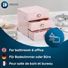 Compact 3-drawer plastic organizer, 6.5" x 6.5" x 6.5", pink. Perfect for storing jewelry, cosmetics 5