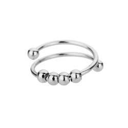 Elegant Zircon Twist Chain Open Ring - Women's Geometric Stainless Steel Jewelry - Resizable (JZ2769P)
