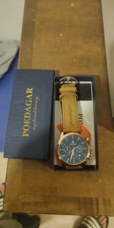 Poedagar relógio de quartzo masculino luxo esportes à prova dwaterproof água cronógrafo luminoso data homem relógio de pulso negócios couro relógios masculinos photo review