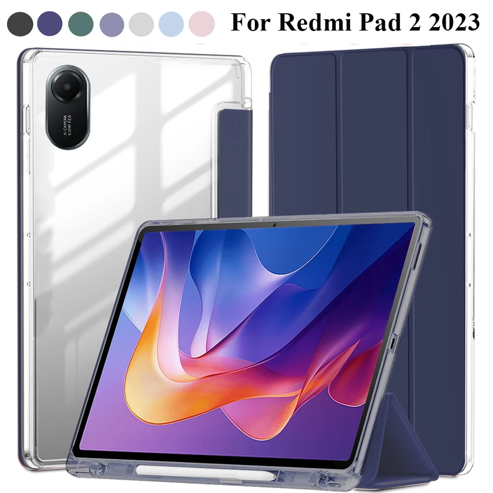 Versatile Clear Tablet Case with Pencil Holder and TPU Hybrid Back Cover