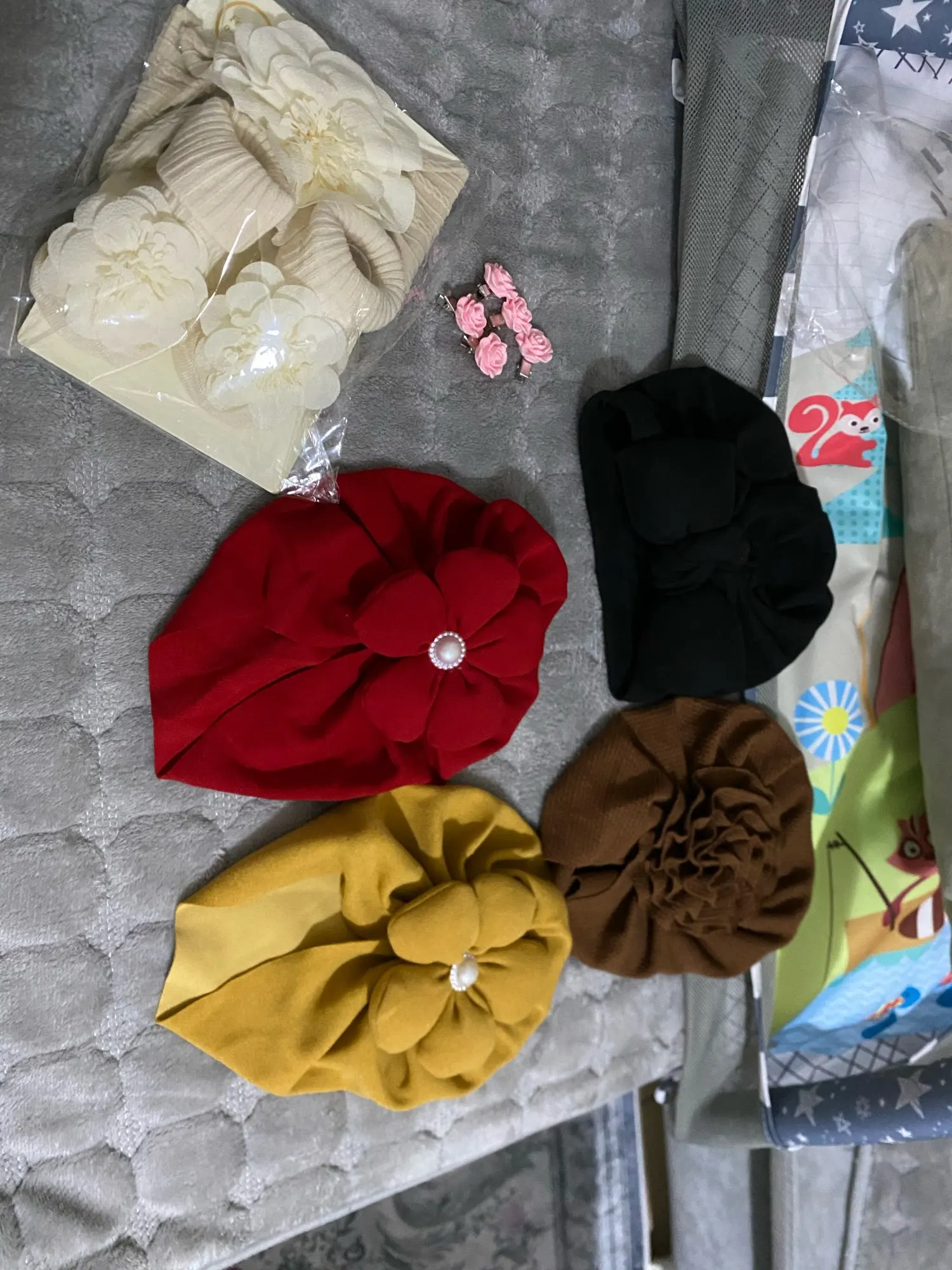 Big Blossom Flower Ribbed Turban Baby Cap photo review