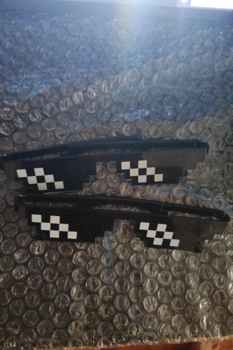 Pixelated Mosaic Sunglasses - Retro Gaming Style Eyewear photo review