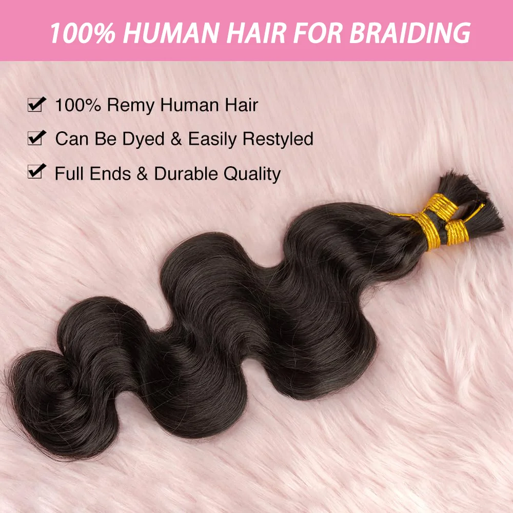 Body Wave Human Hair Bulk for Braiding Brazilian Human Hair Bulk No Weft Natural Black 16 To 24 Inches Extension Crochet Braids human hair extensions